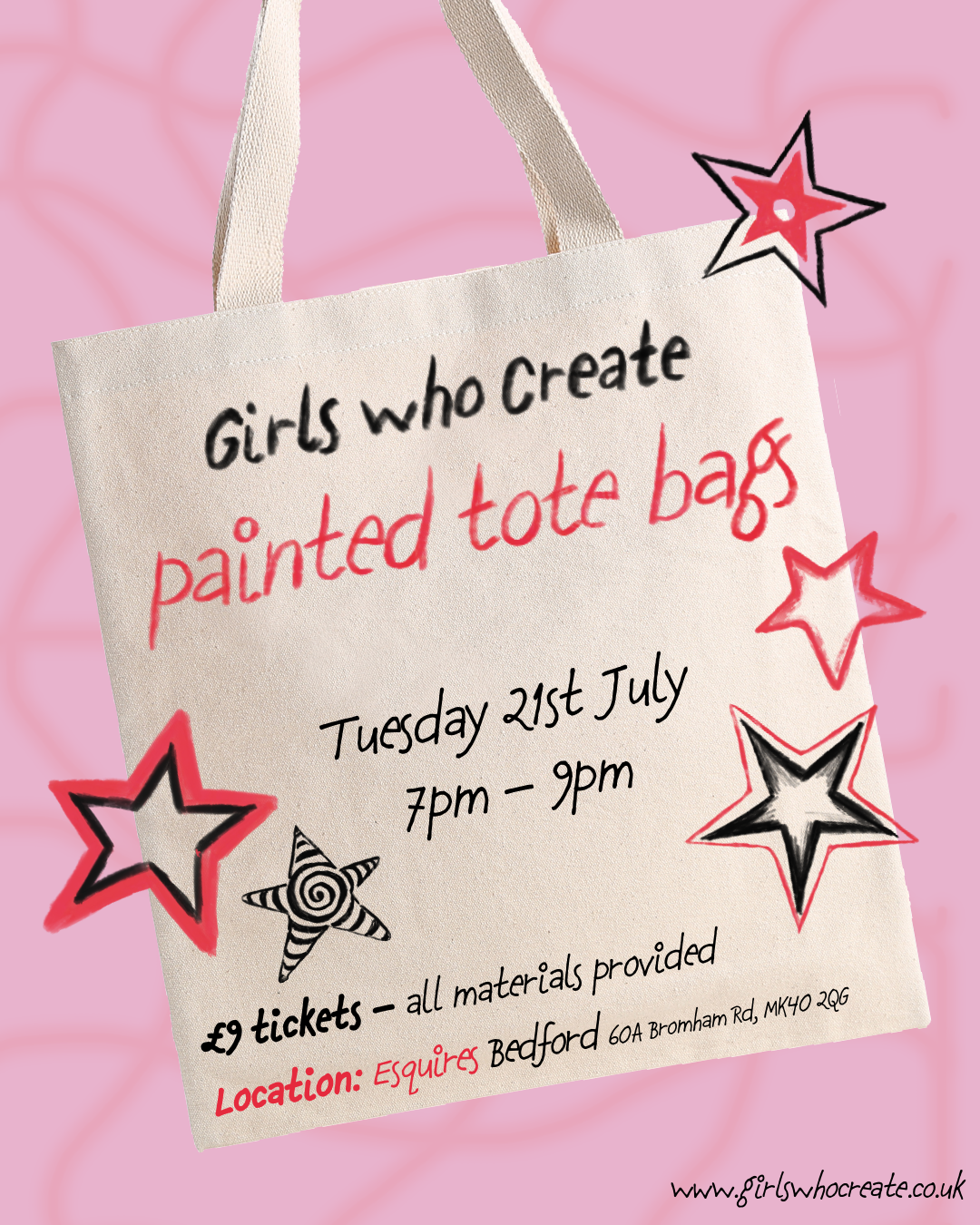 28th August - Painted tote bag, Esquires